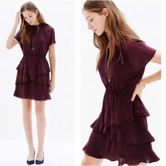 Madewell Dresses & Skirts - Madewell Purple Short Sleeve Ruffle Dress